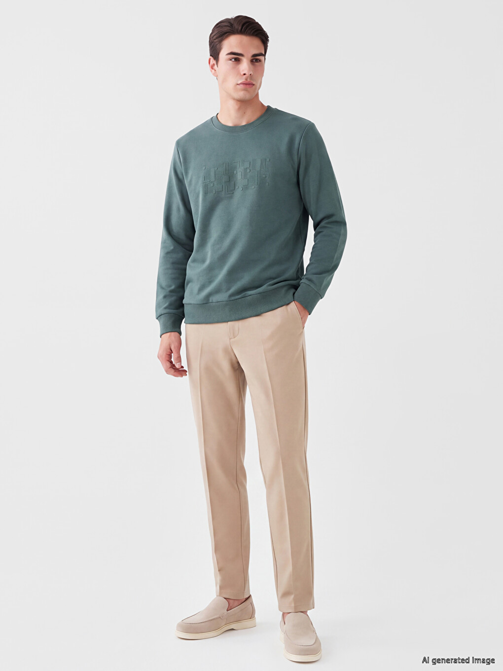 Crew Neck Printed Men's Thick Sweatshirt-1