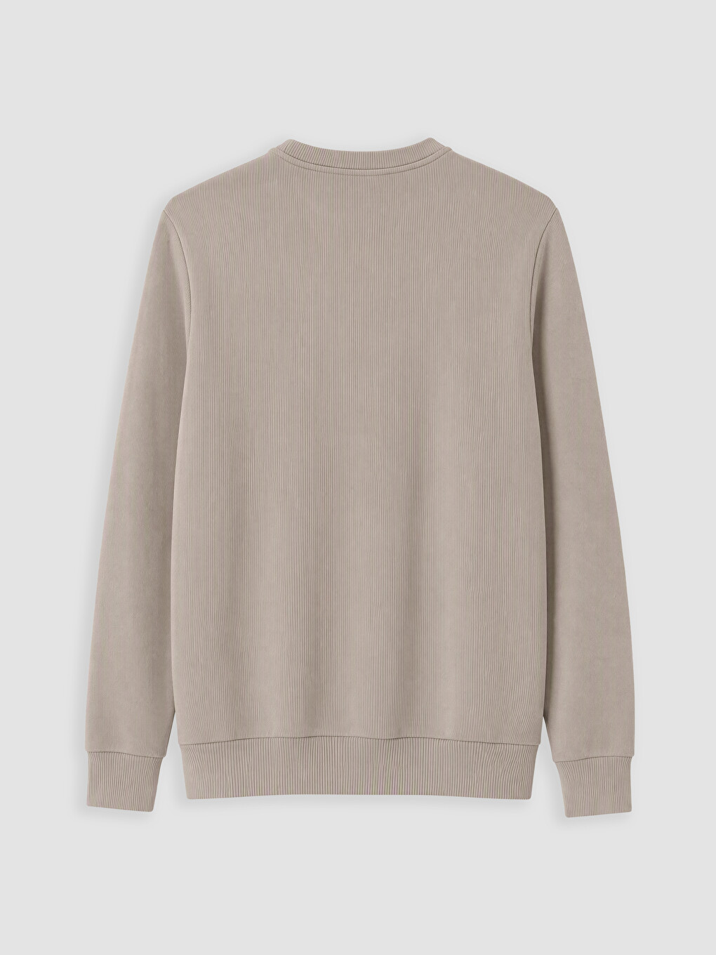 Bej Bisiklet Yaka Erkek Sweatshirt-2