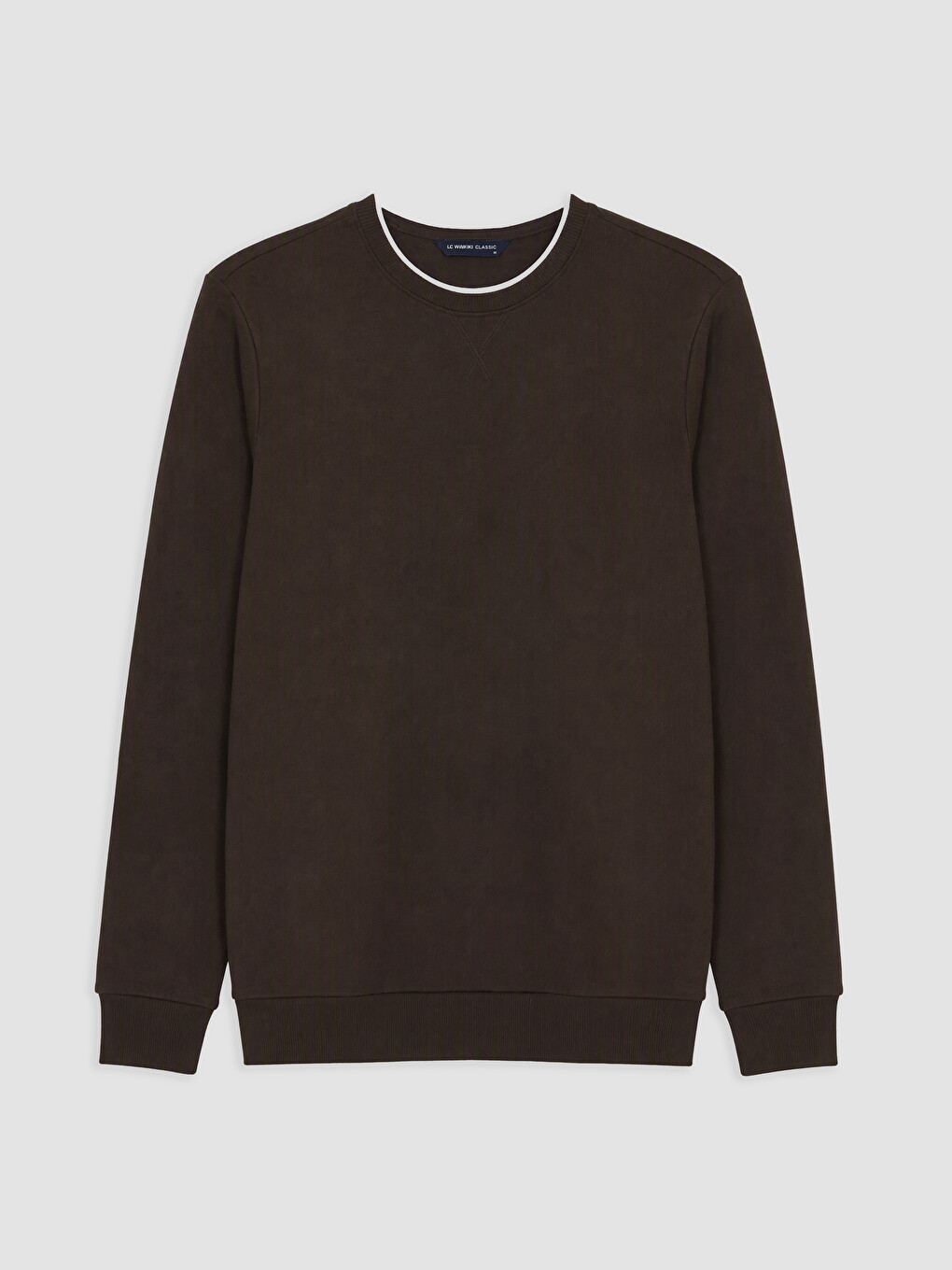 Kahverengi Bisiklet Yaka Erkek Sweatshirt