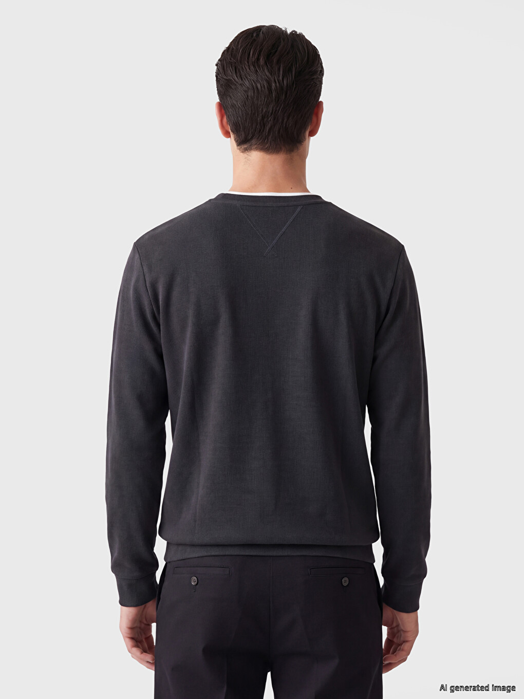 Antrasit Bisiklet Yaka Erkek Sweatshirt-2