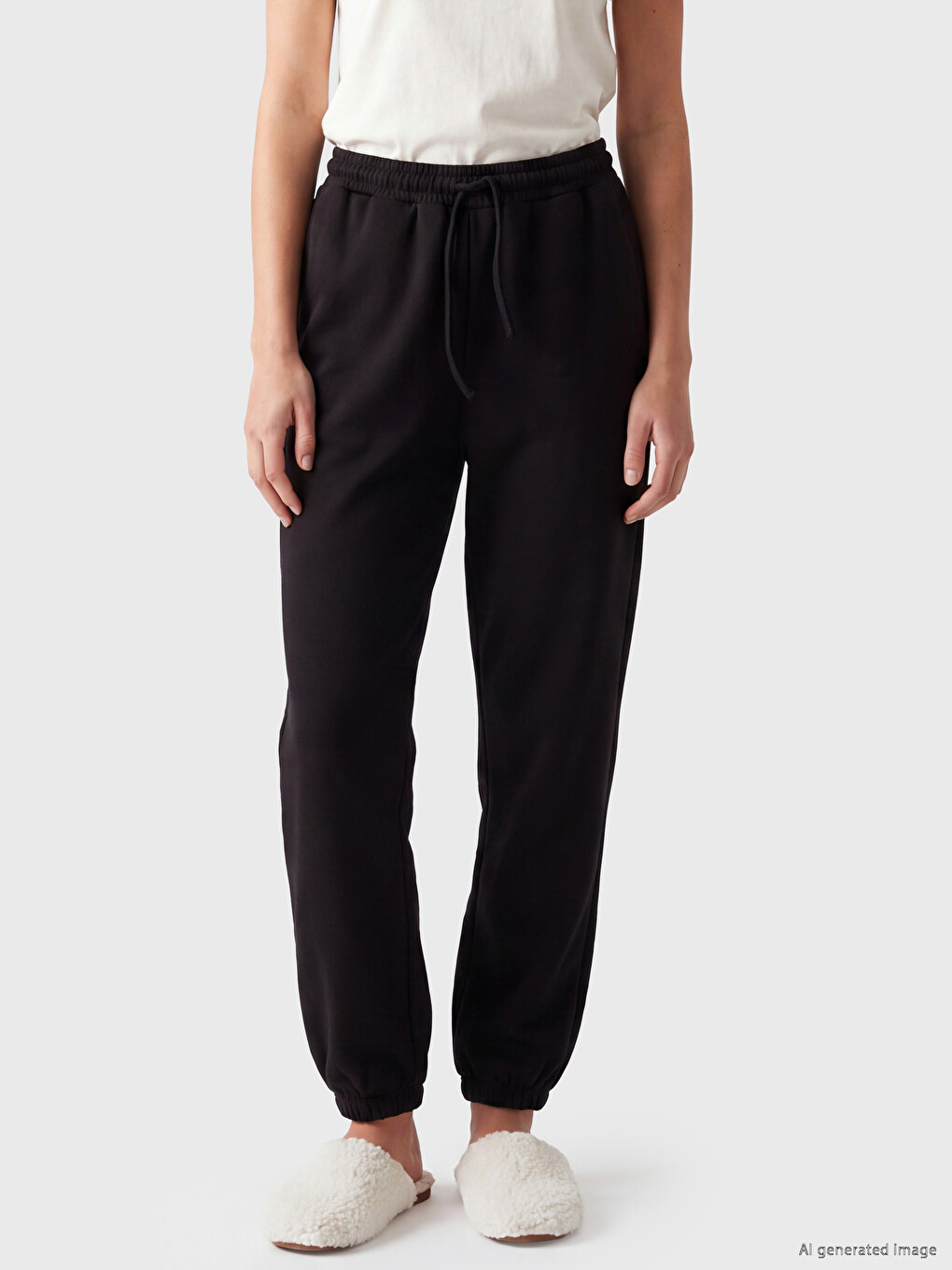 Siyah Soft Touch Kadın Pijama Alt-1