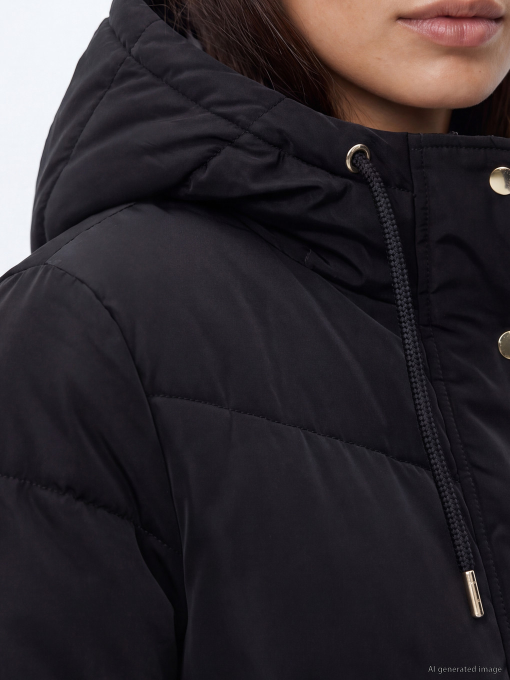 Woman Black Puffer Coat-2