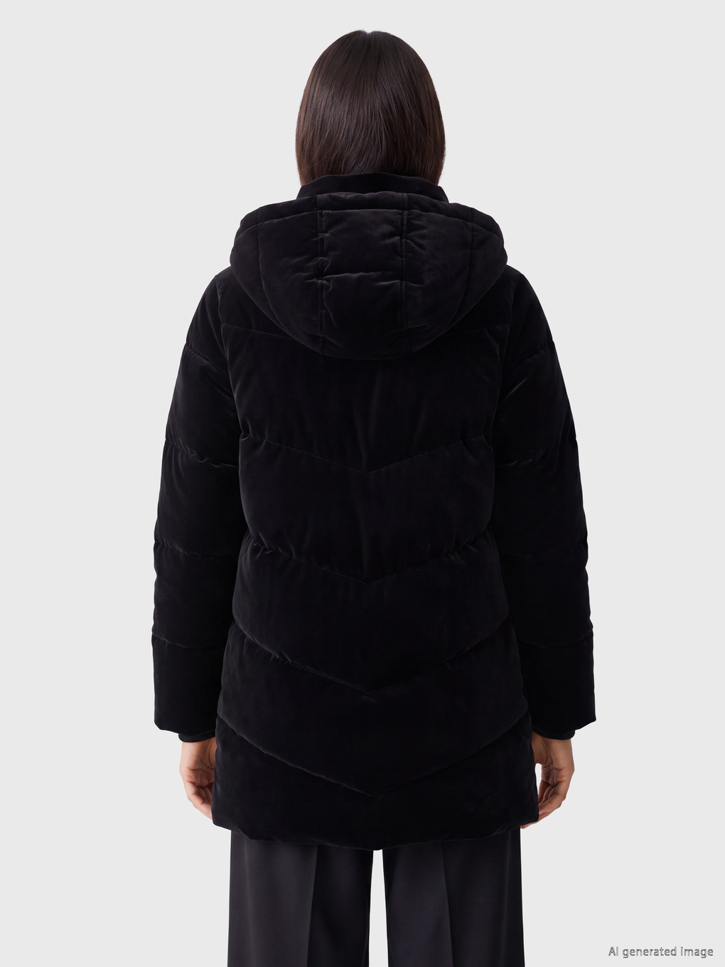 Woman Black Puffer Coat-3