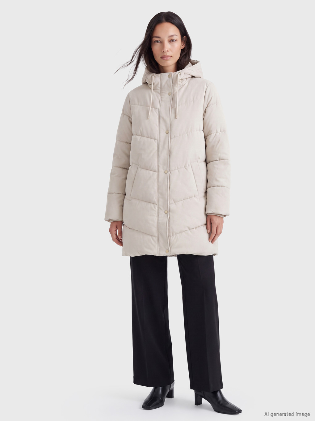 Woman White Puffer Coat