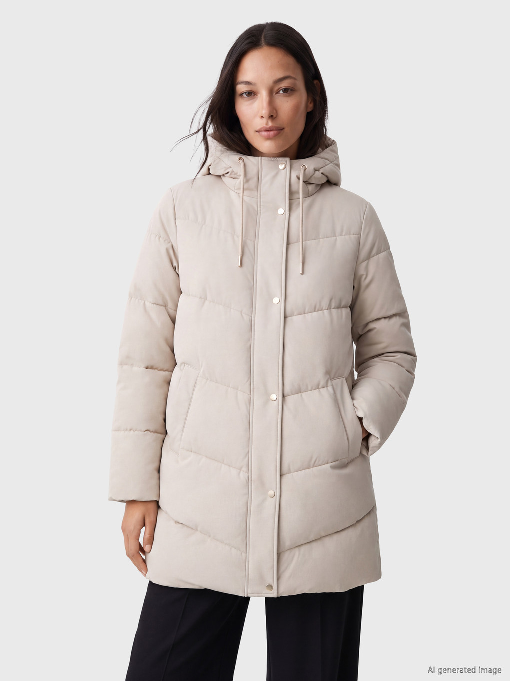 Woman White Puffer Coat-1