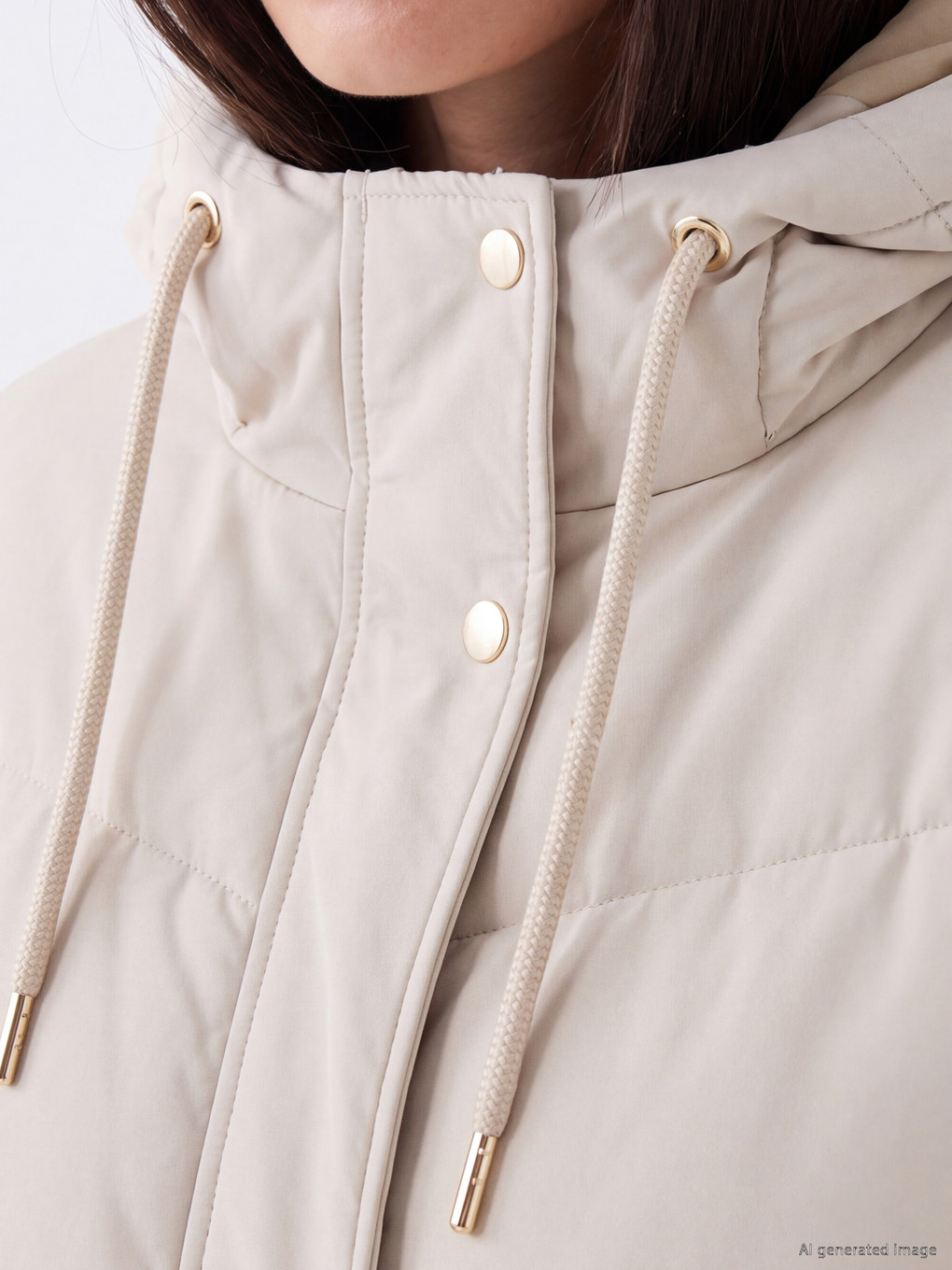 Woman White Puffer Coat-2