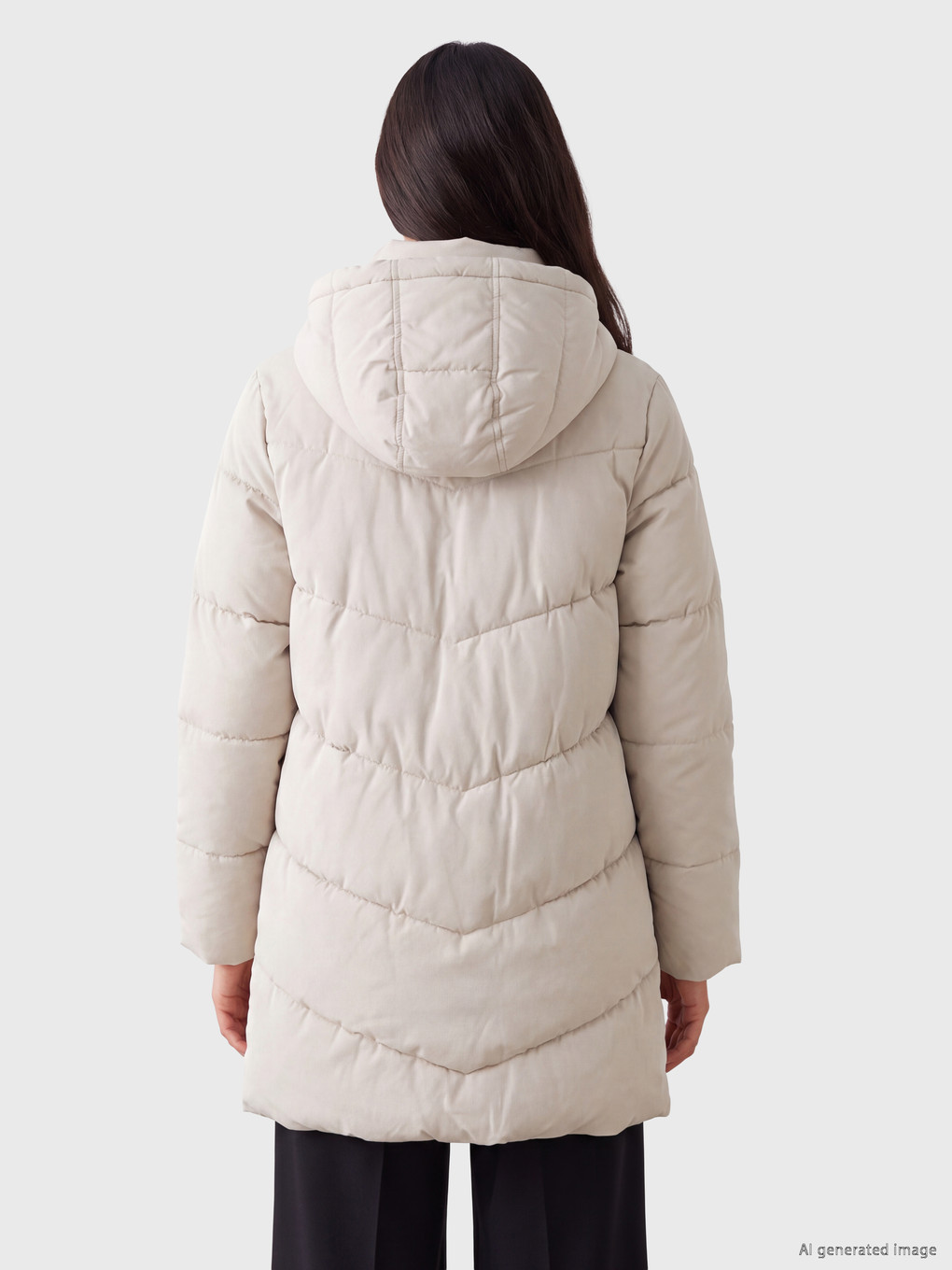 Woman White Puffer Coat-3