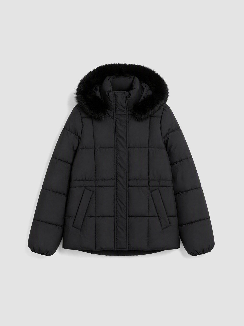 Woman Black Puffer Coat-5