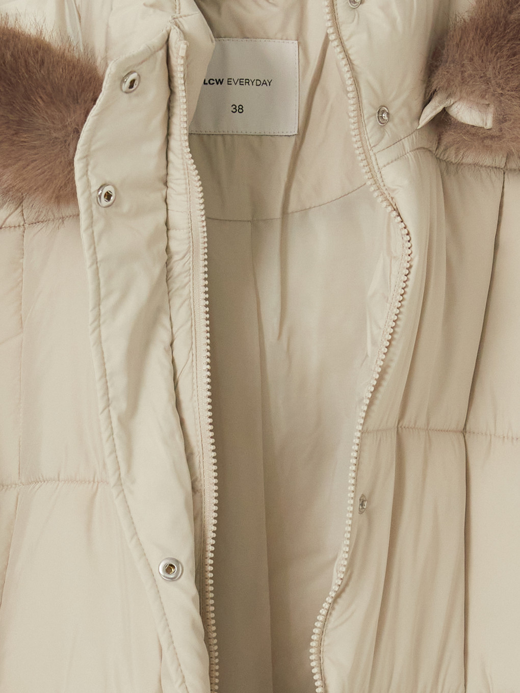 Woman Beige Puffer Coat-8