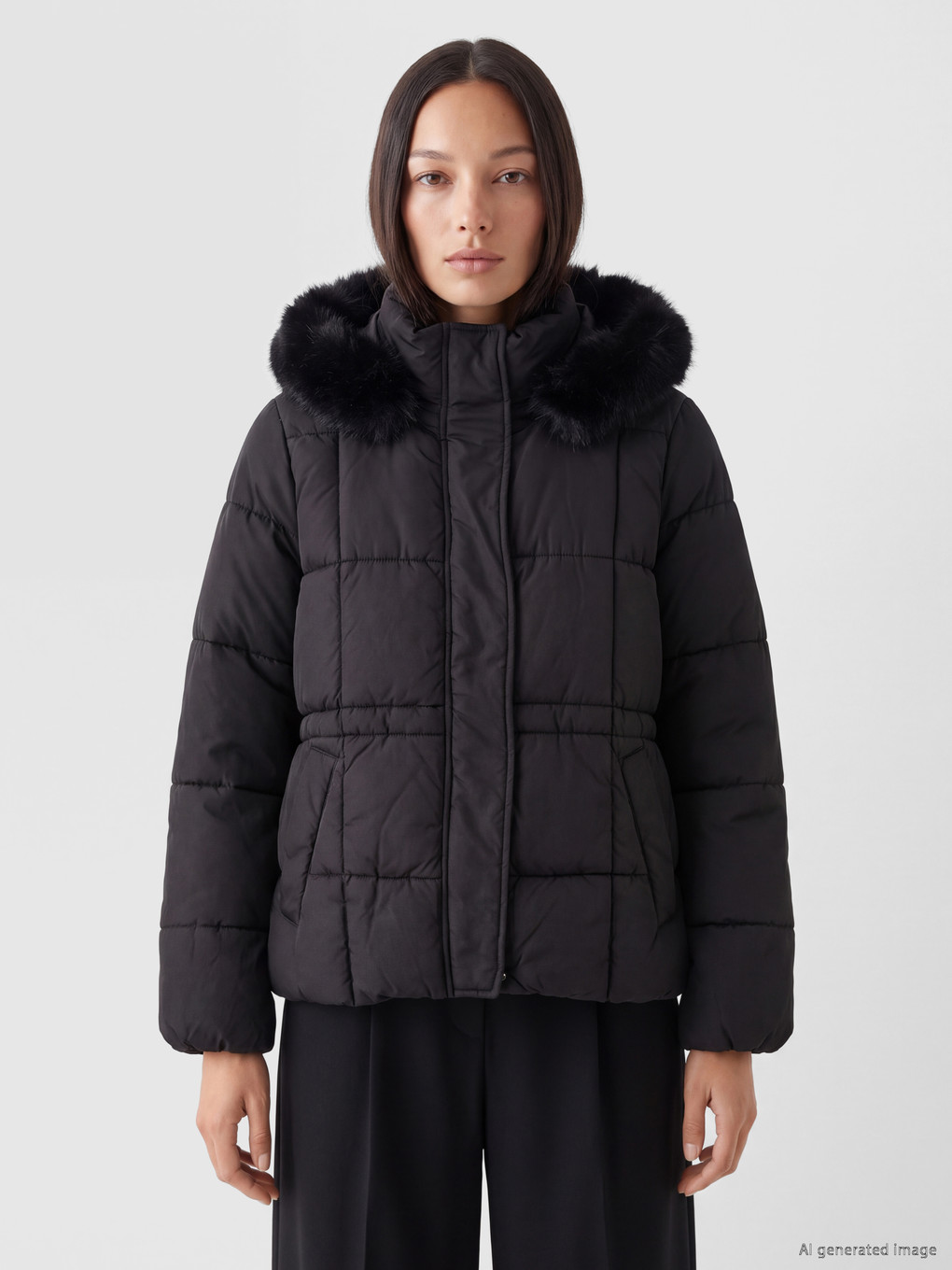 Woman Black Puffer Coat