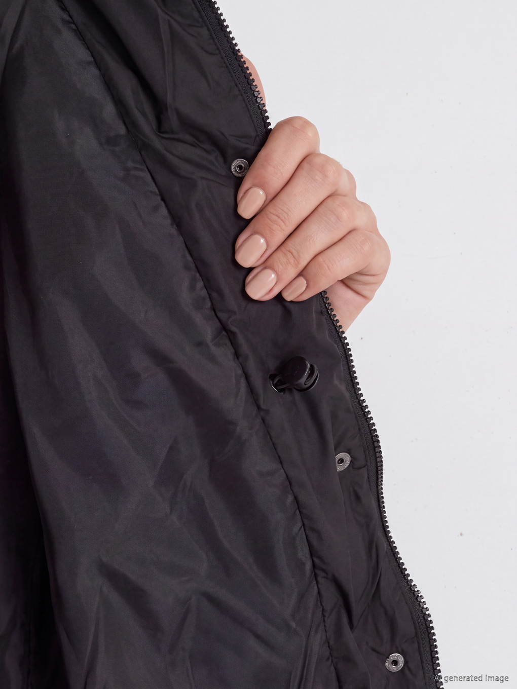 Woman Black Puffer Coat-3