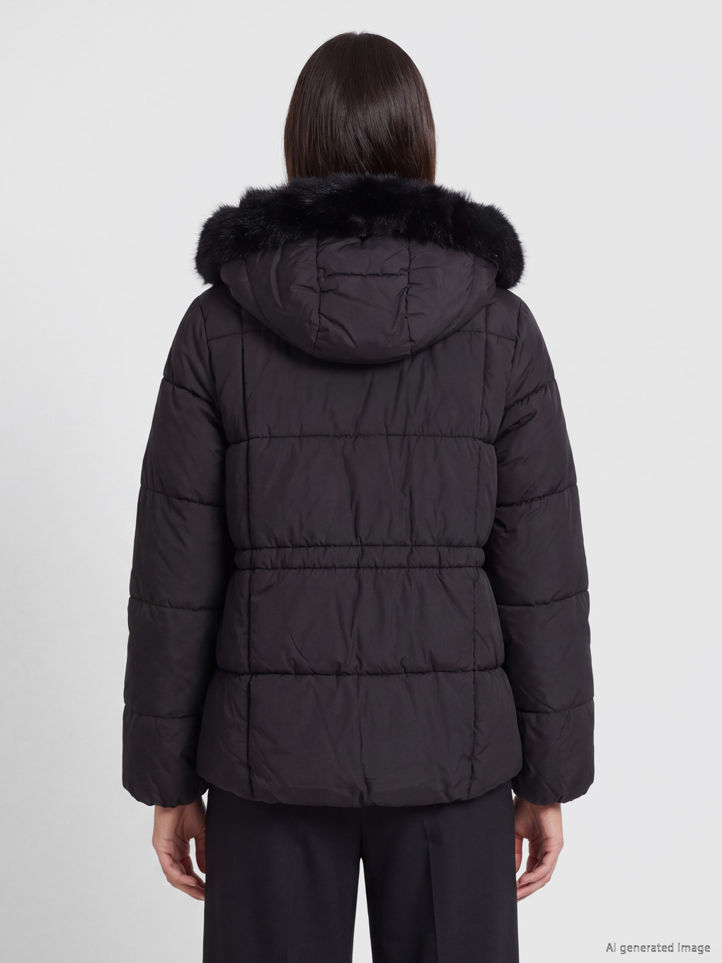 Woman Black Puffer Coat-4
