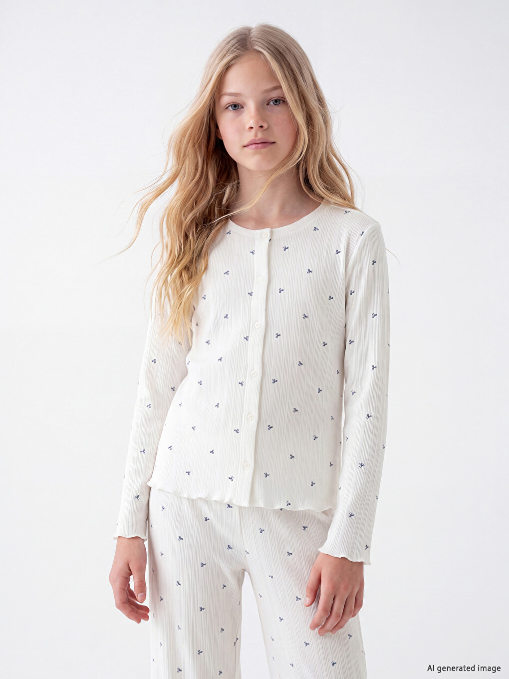 Crew Neck Girls' Pyjamas Set-1