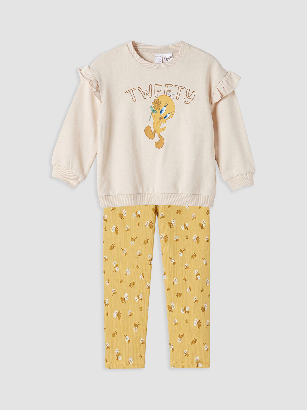 Bej Tweety Baskılı Kız Bebek Takım-1