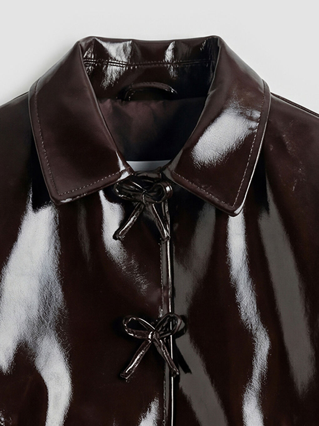 Kahverengi Gömlek Yaka Kız Çocuk Deri Görünümlü Ceket-2