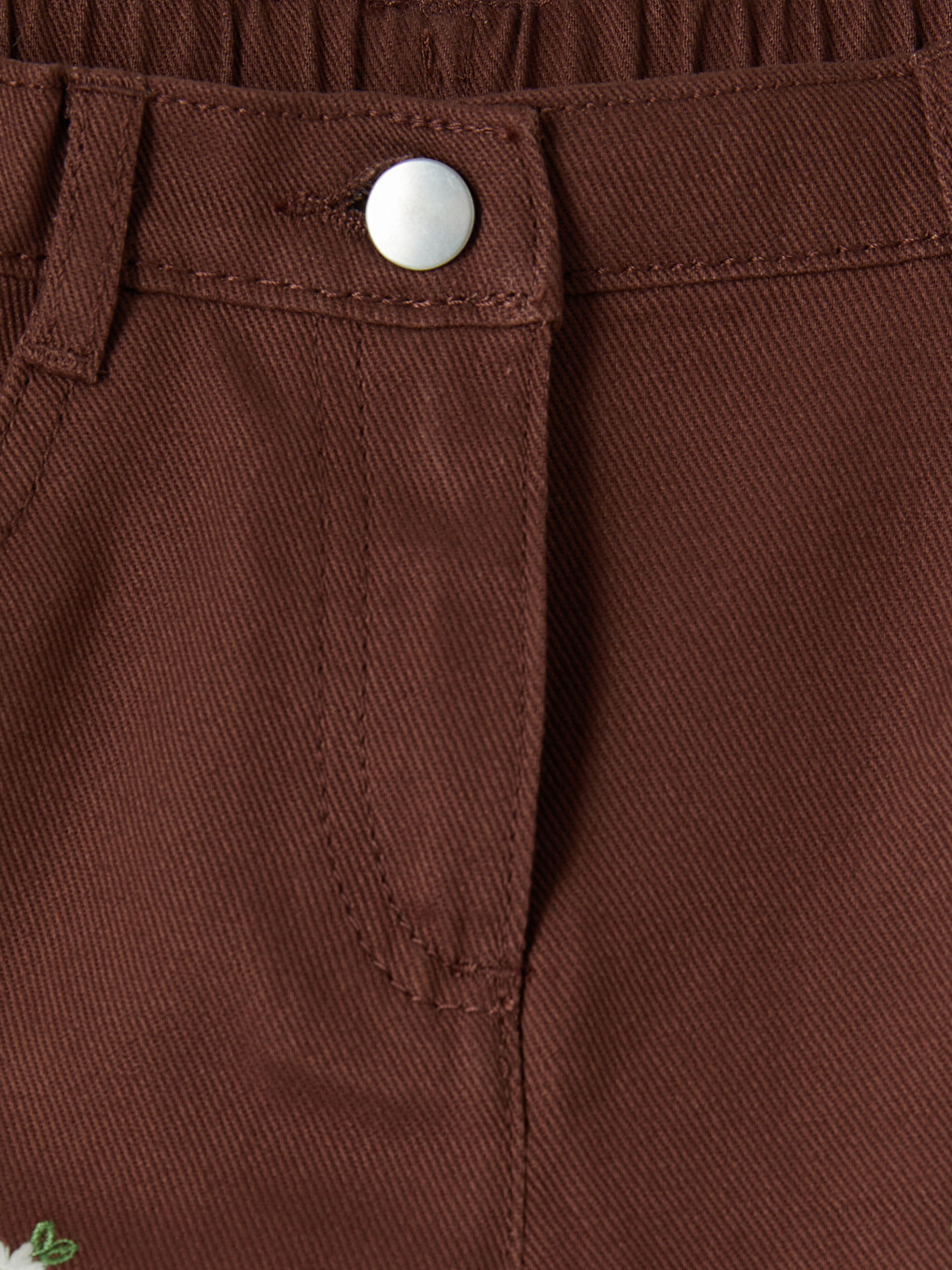 Kahverengi Kız Çocuk Gabardin Pantolon-1