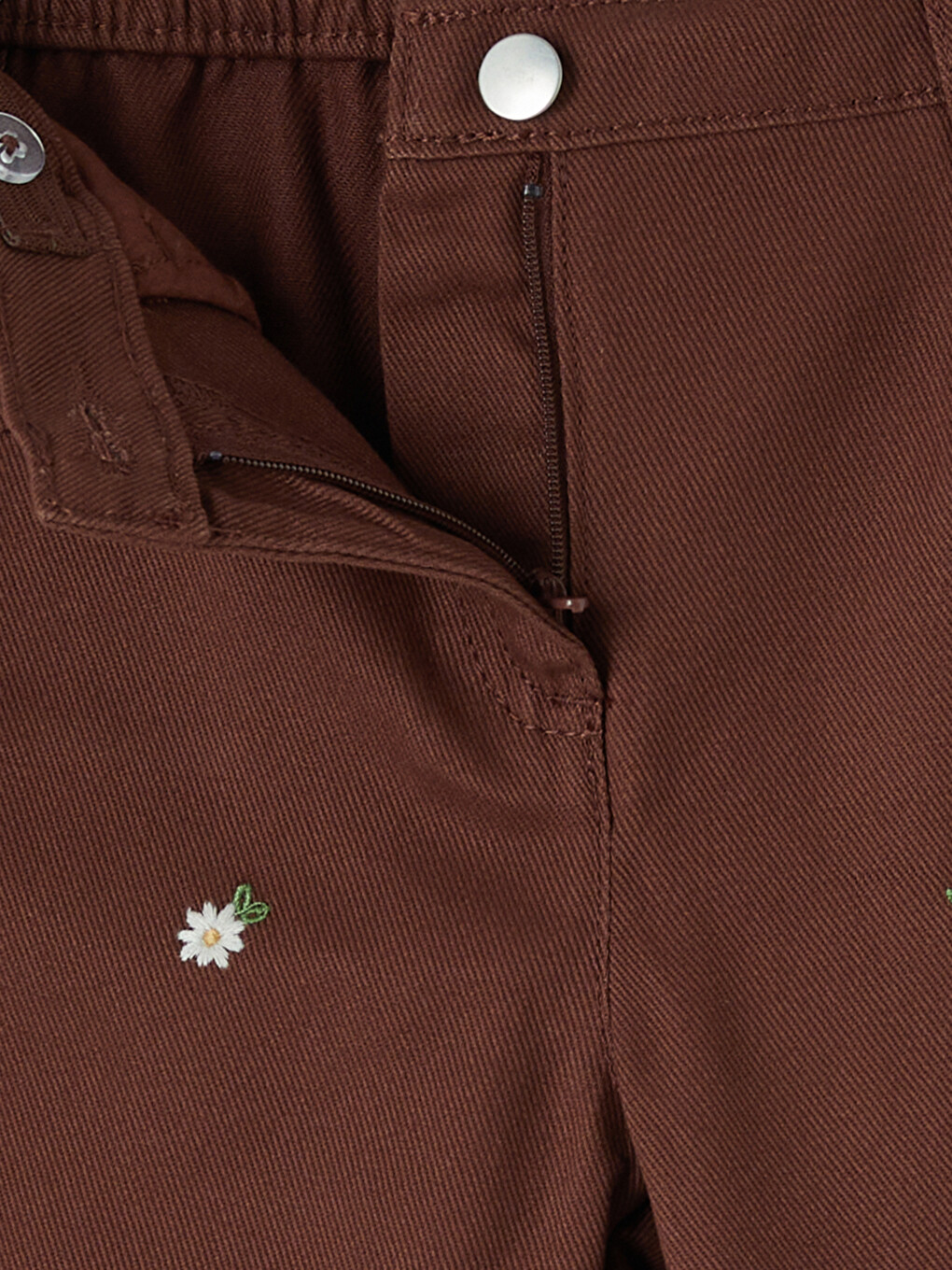 Kahverengi Kız Çocuk Gabardin Pantolon-2