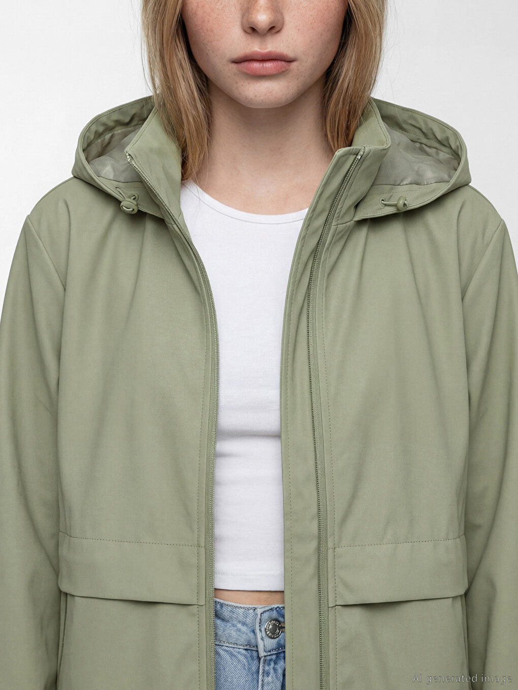 Zippered Hooded Women's Raincoat-2