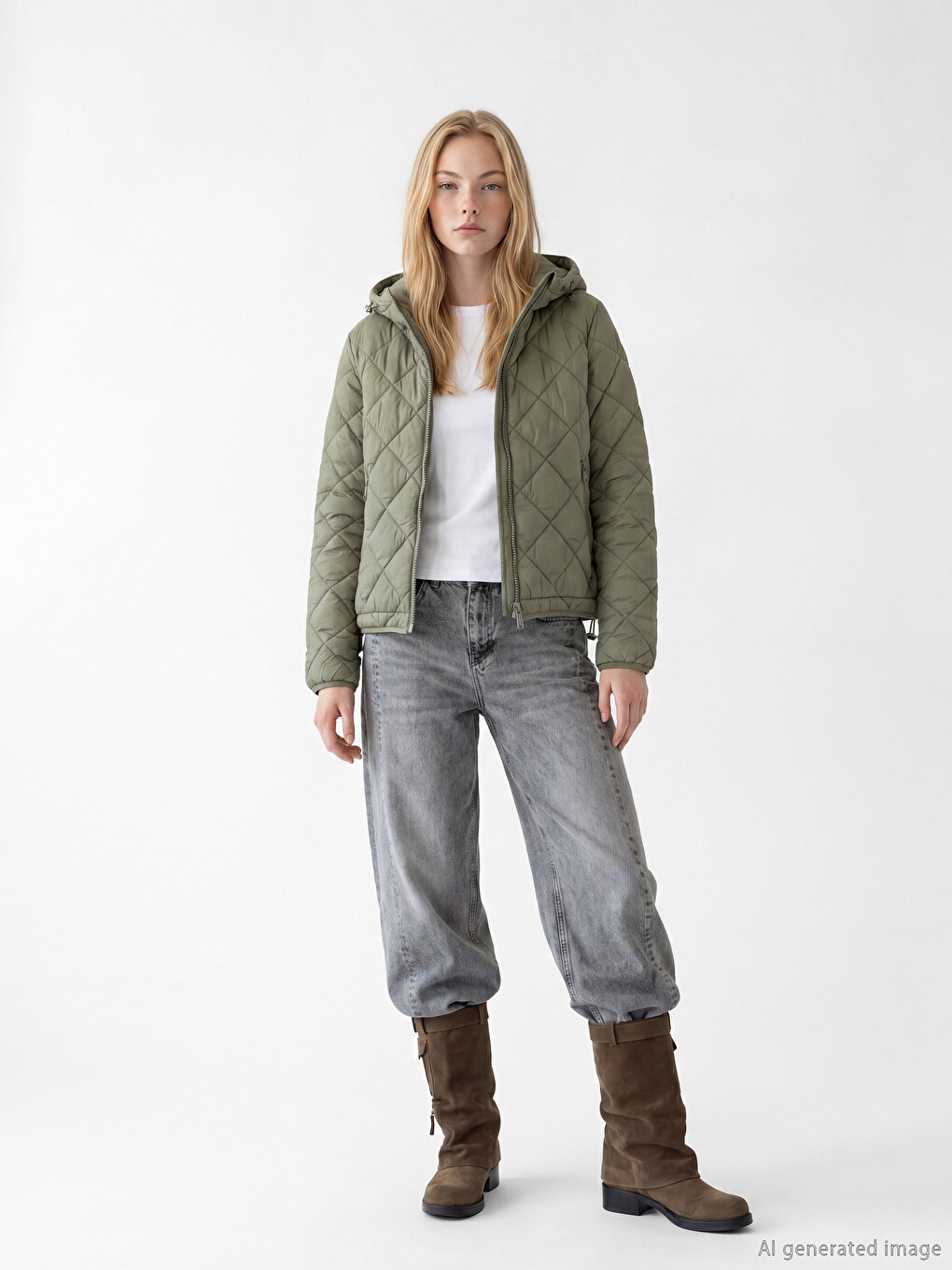 Hooded Quilted Women's Coat-1