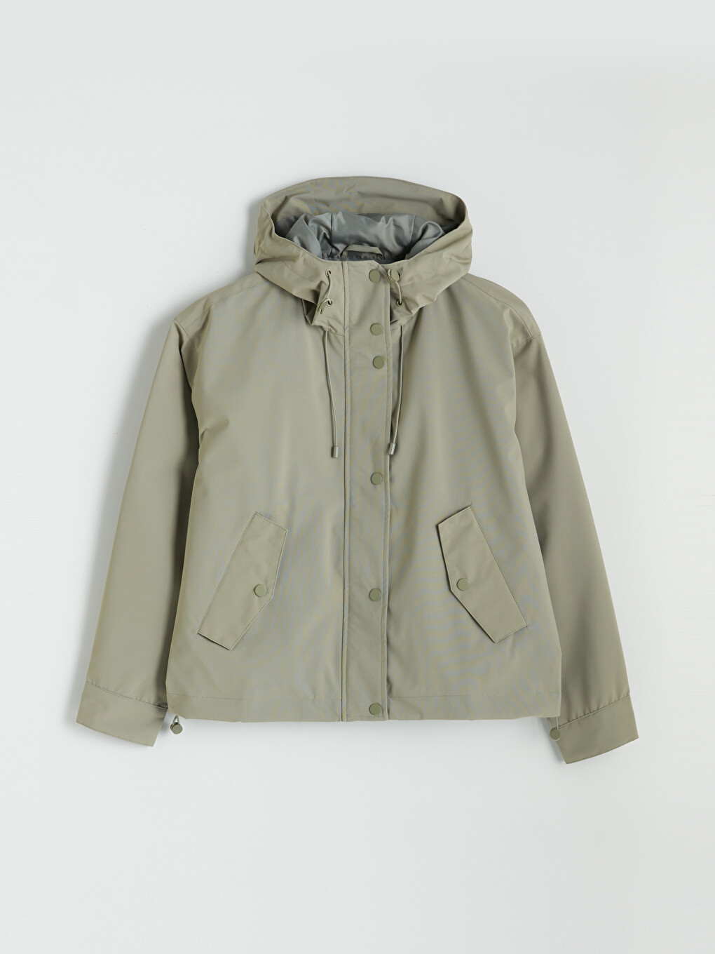 Haki Kapüşonlu Oversize Kadın Ceket-4