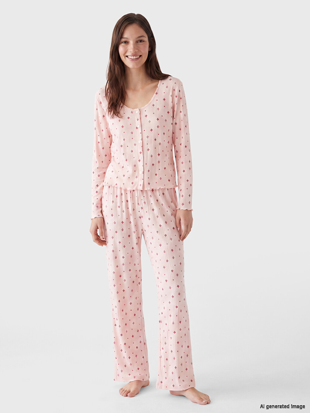 U Neck Printed Women's Pyjamas Set