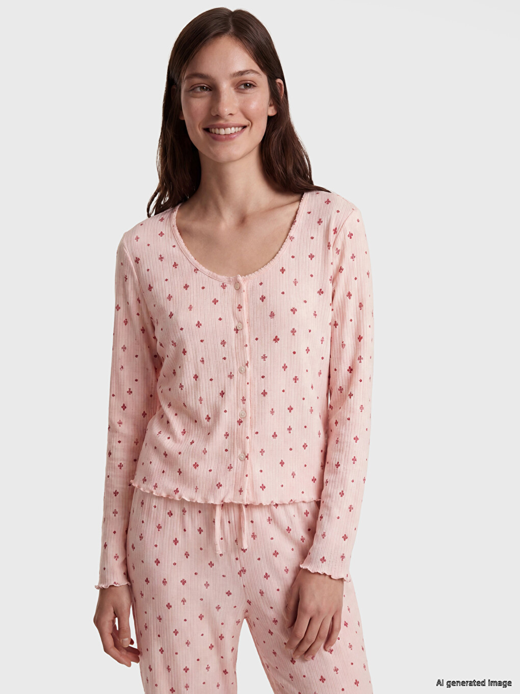 U Neck Printed Women's Pyjamas Set-1