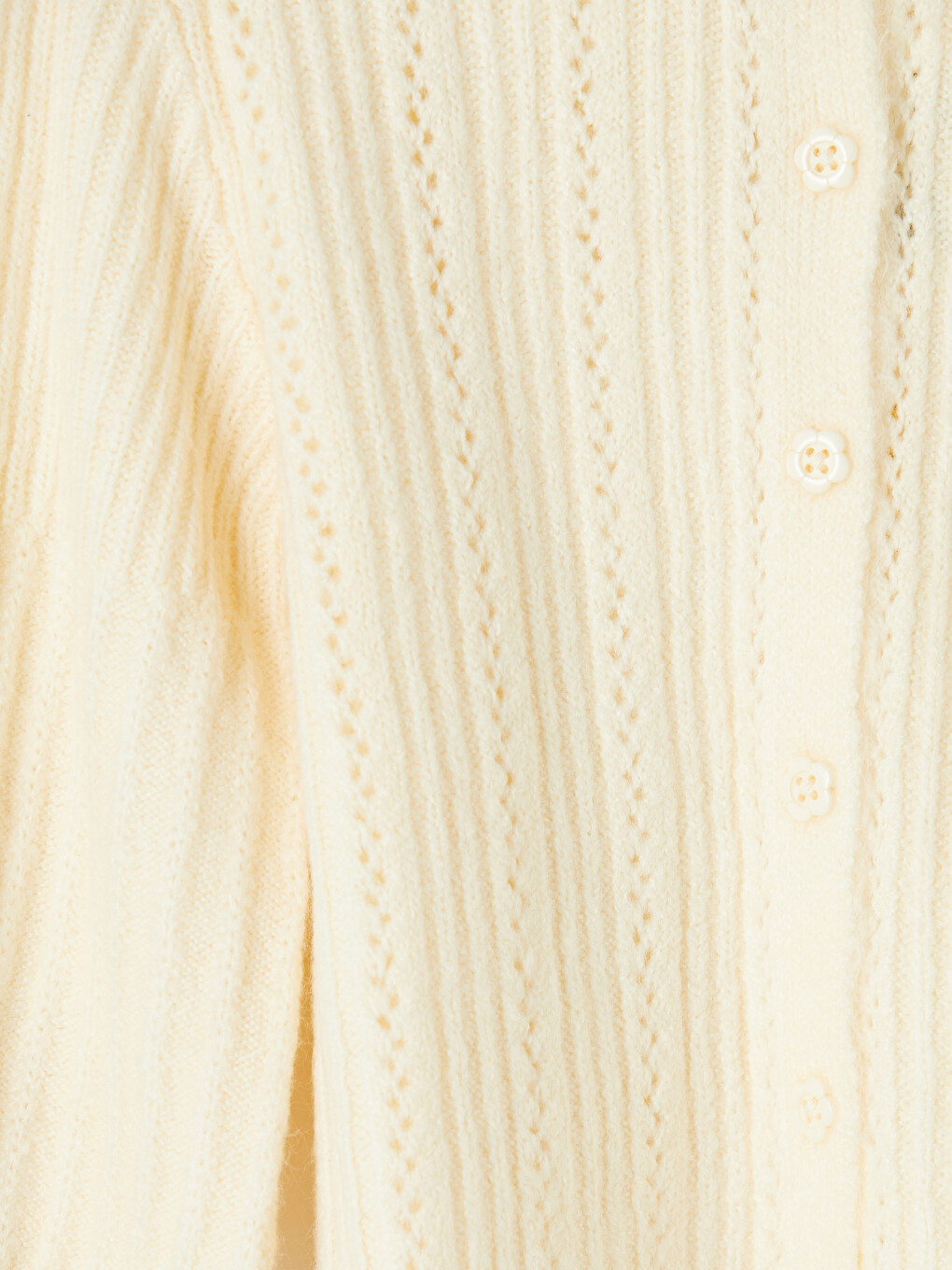 Crew Neck Open-knit Girls' Knitwear Cardigan-2