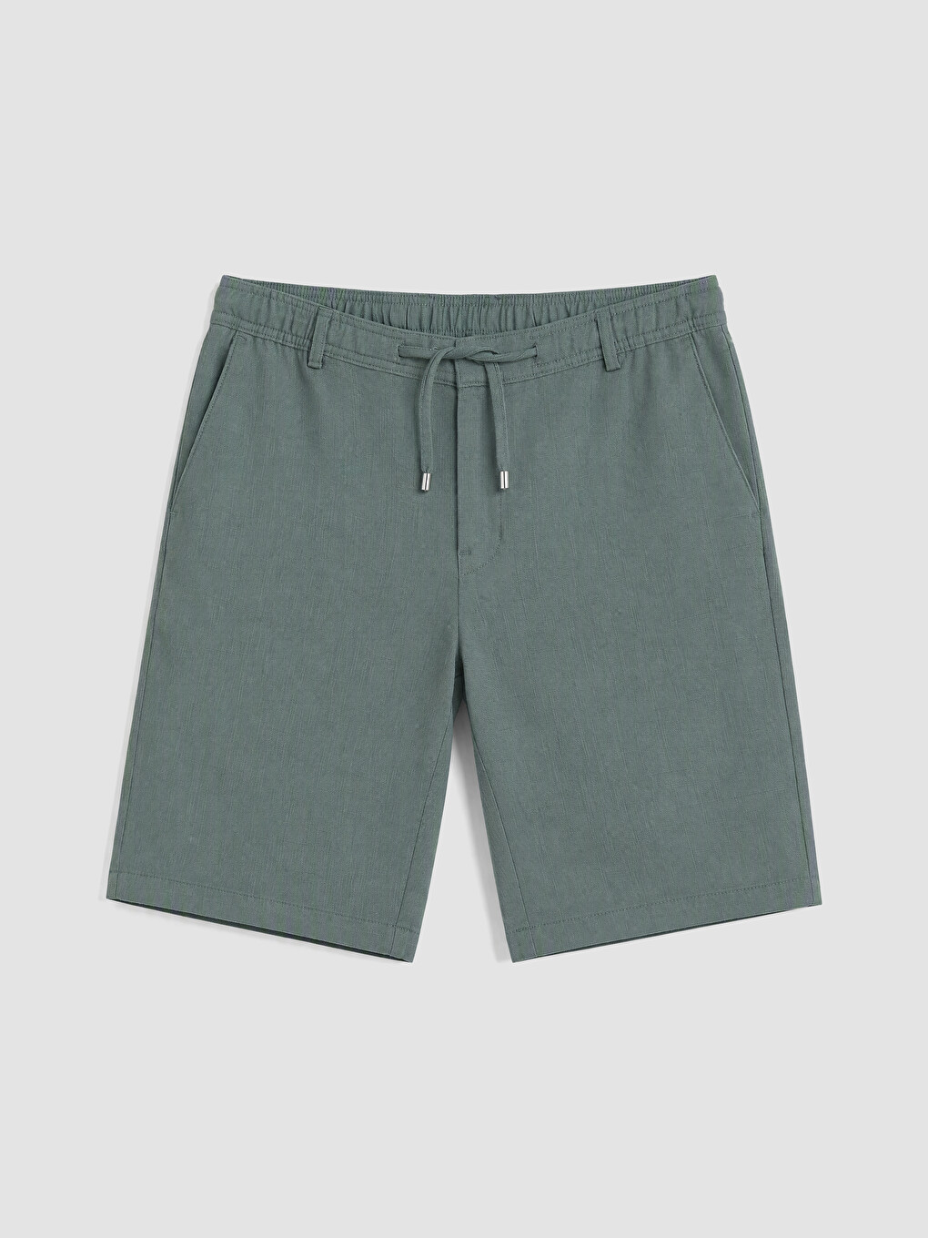 Yeşil Regular Fit Armürlü Erkek Şort-5