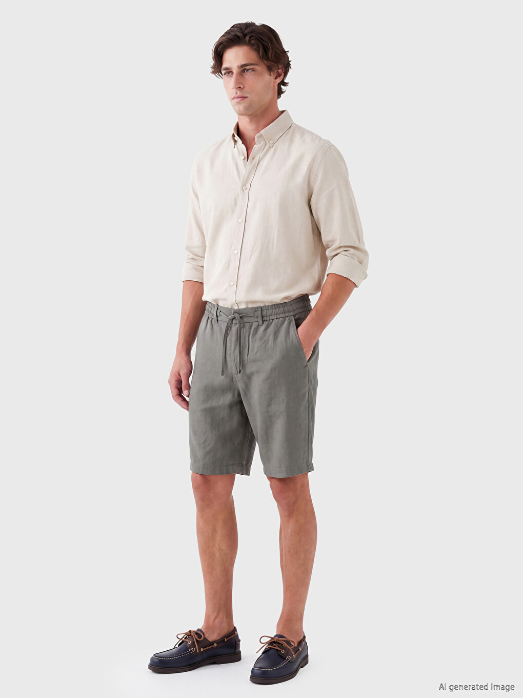 Yeşil Regular Fit Armürlü Erkek Şort-1