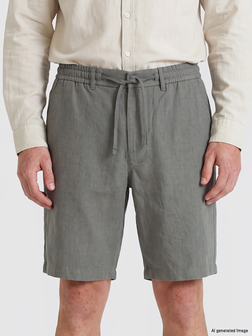 Yeşil Regular Fit Armürlü Erkek Şort-3