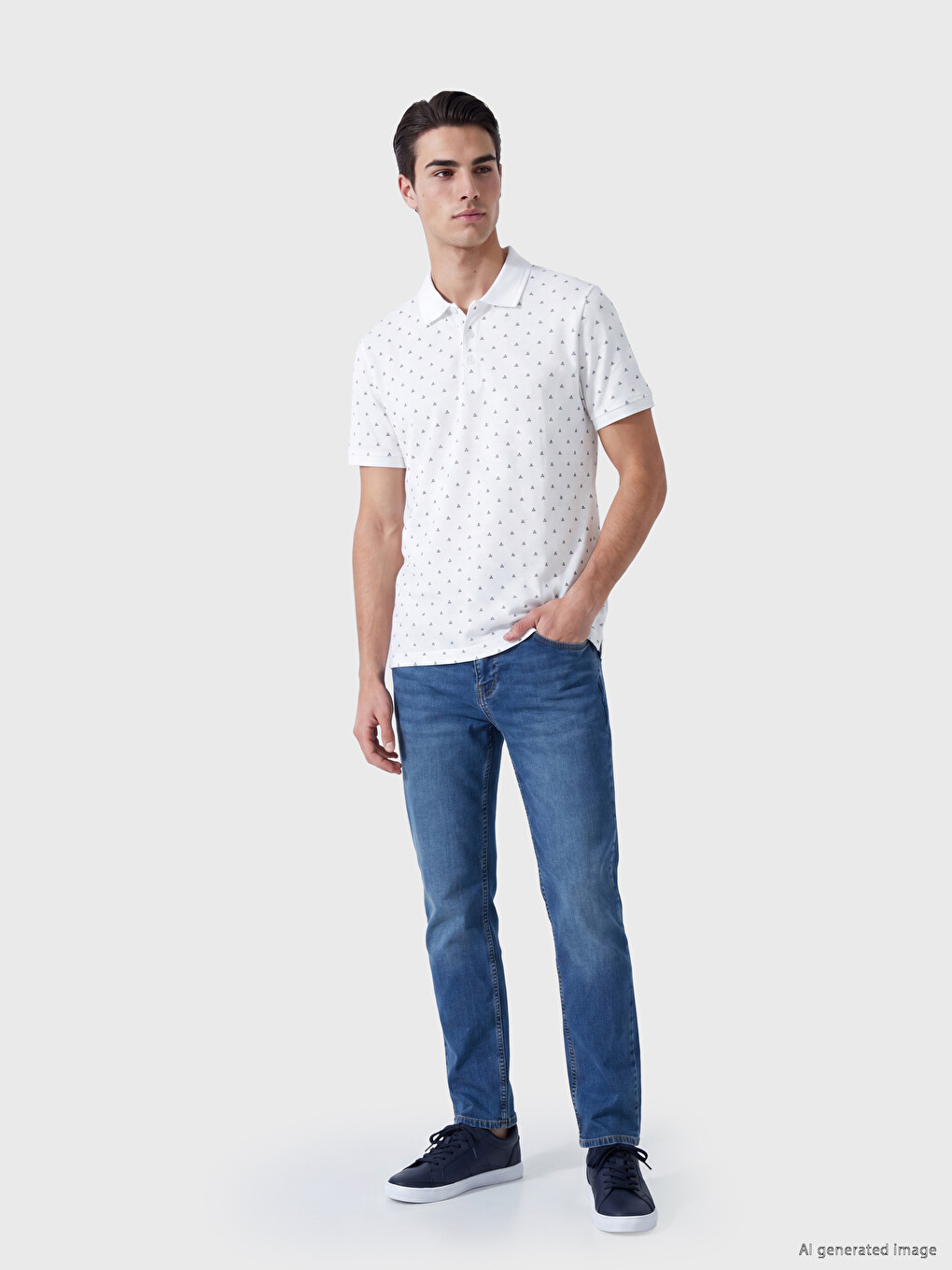 Standard Fit Polo Collar Printed Pique Men's T-shirt-1