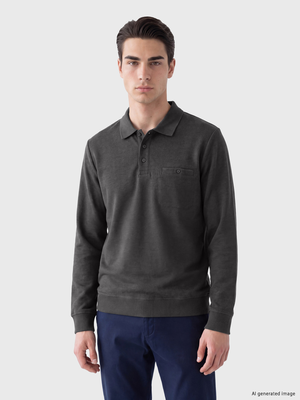 Polo Collar Men's Sweatshirt