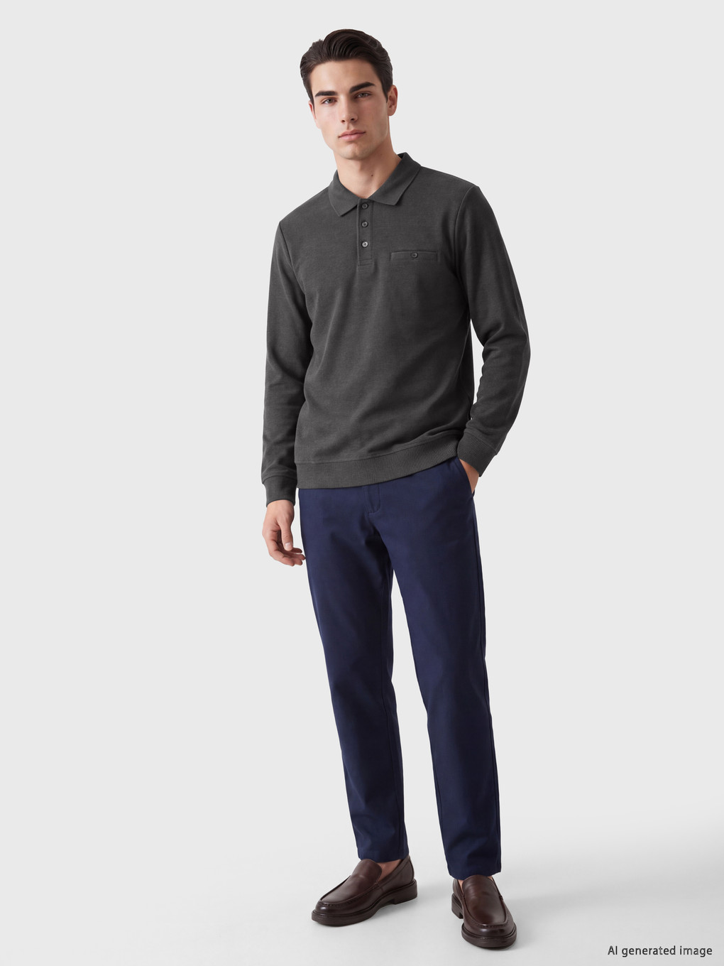 Polo Collar Men's Sweatshirt-1