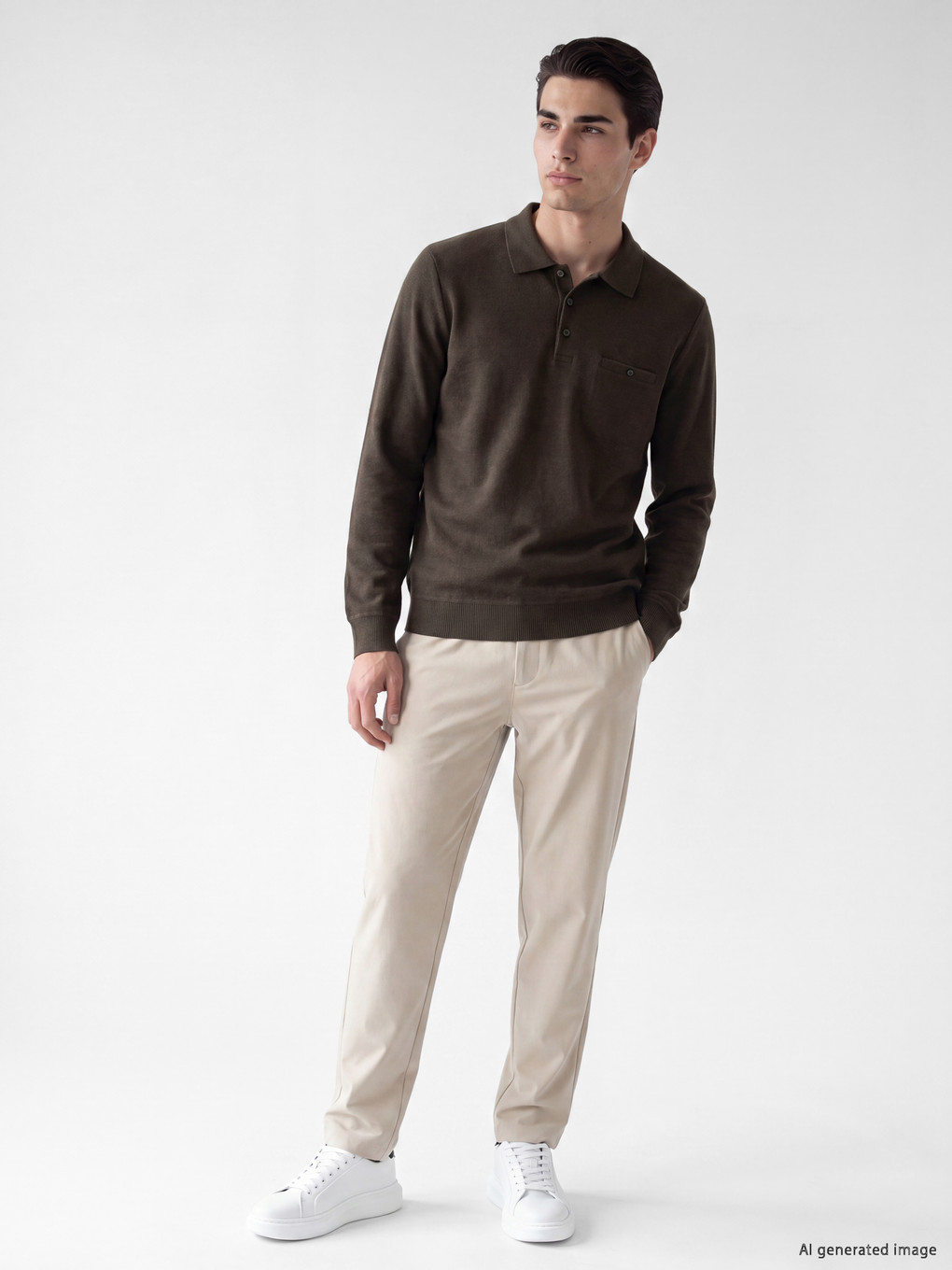 Polo Collar Men's Sweatshirt-1