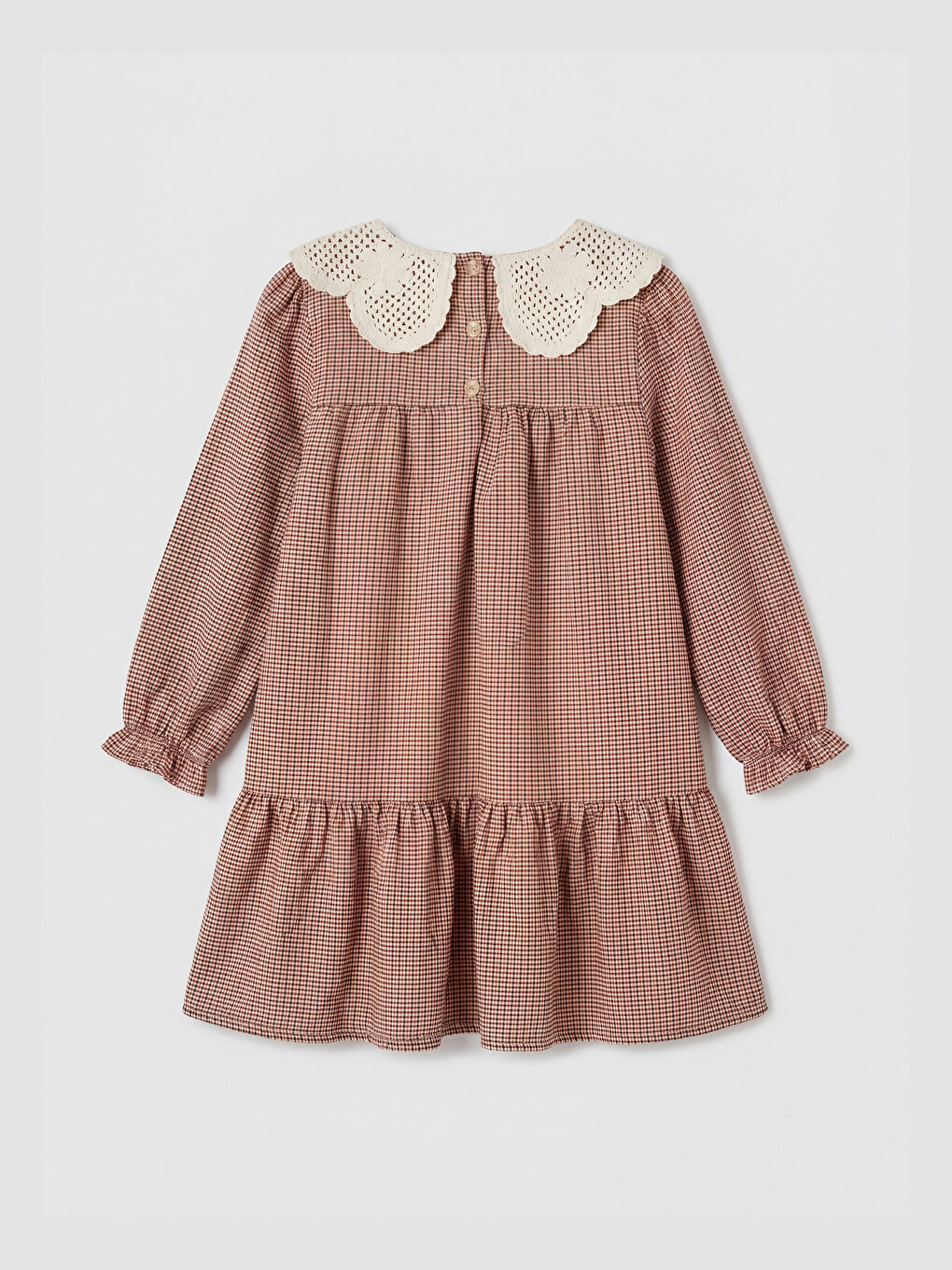 Peter Pan Collar Plaid Girls' Gabardine Dress-1