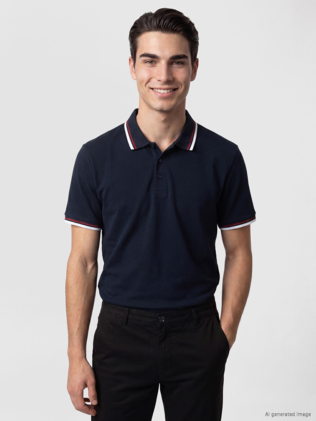 Lacivert Standart Fit Polo Yaka Pike Erkek Tişört-1
