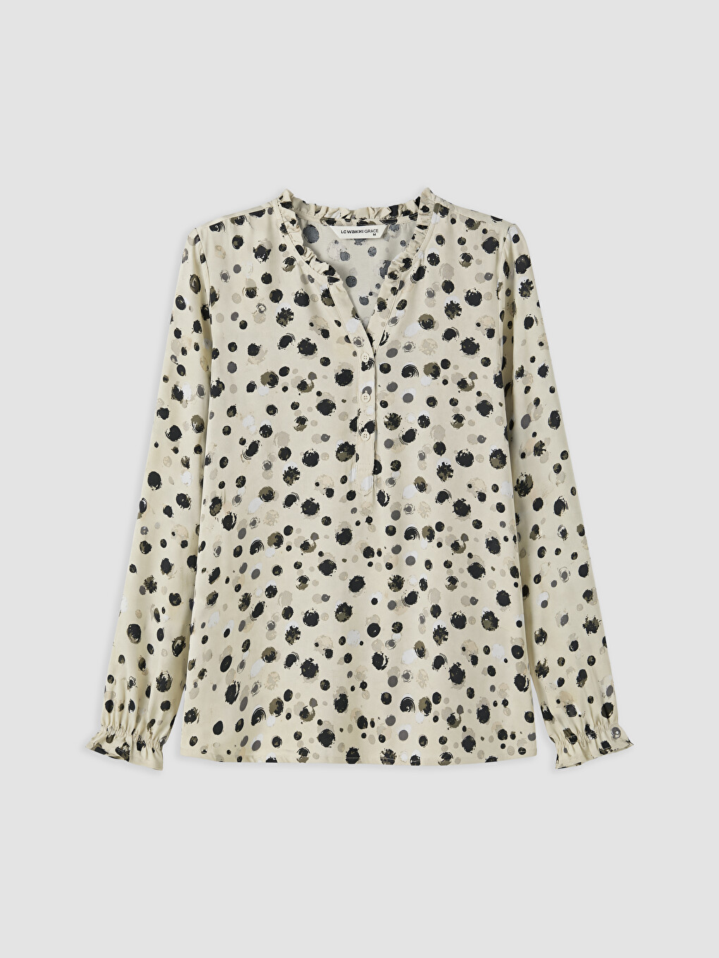 Notch Neck Patterned Blouse