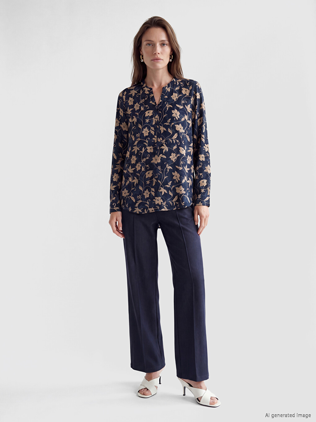 Notch Neck Patterned Blouse-1