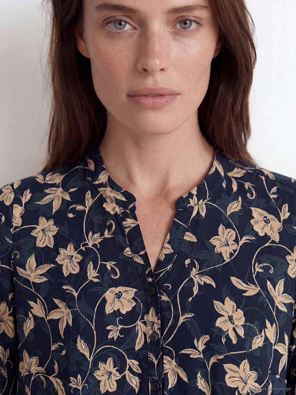 Notch Neck Patterned Blouse-2