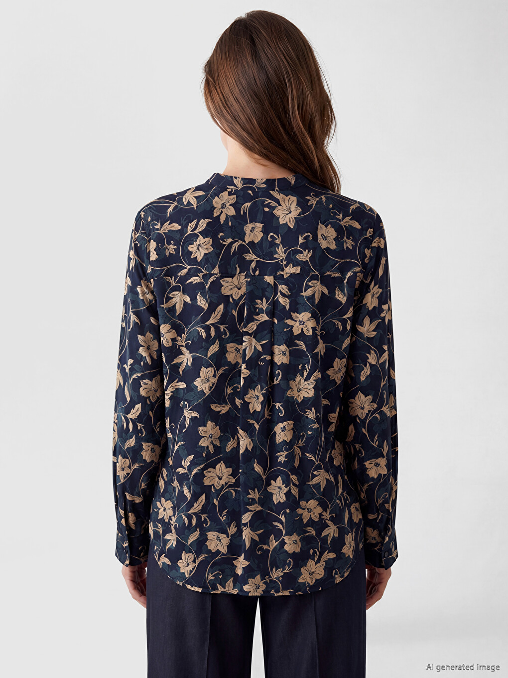 Notch Neck Patterned Blouse-3
