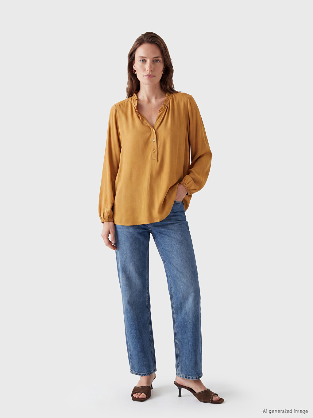 Blouse À Col Fendu Volanté-1