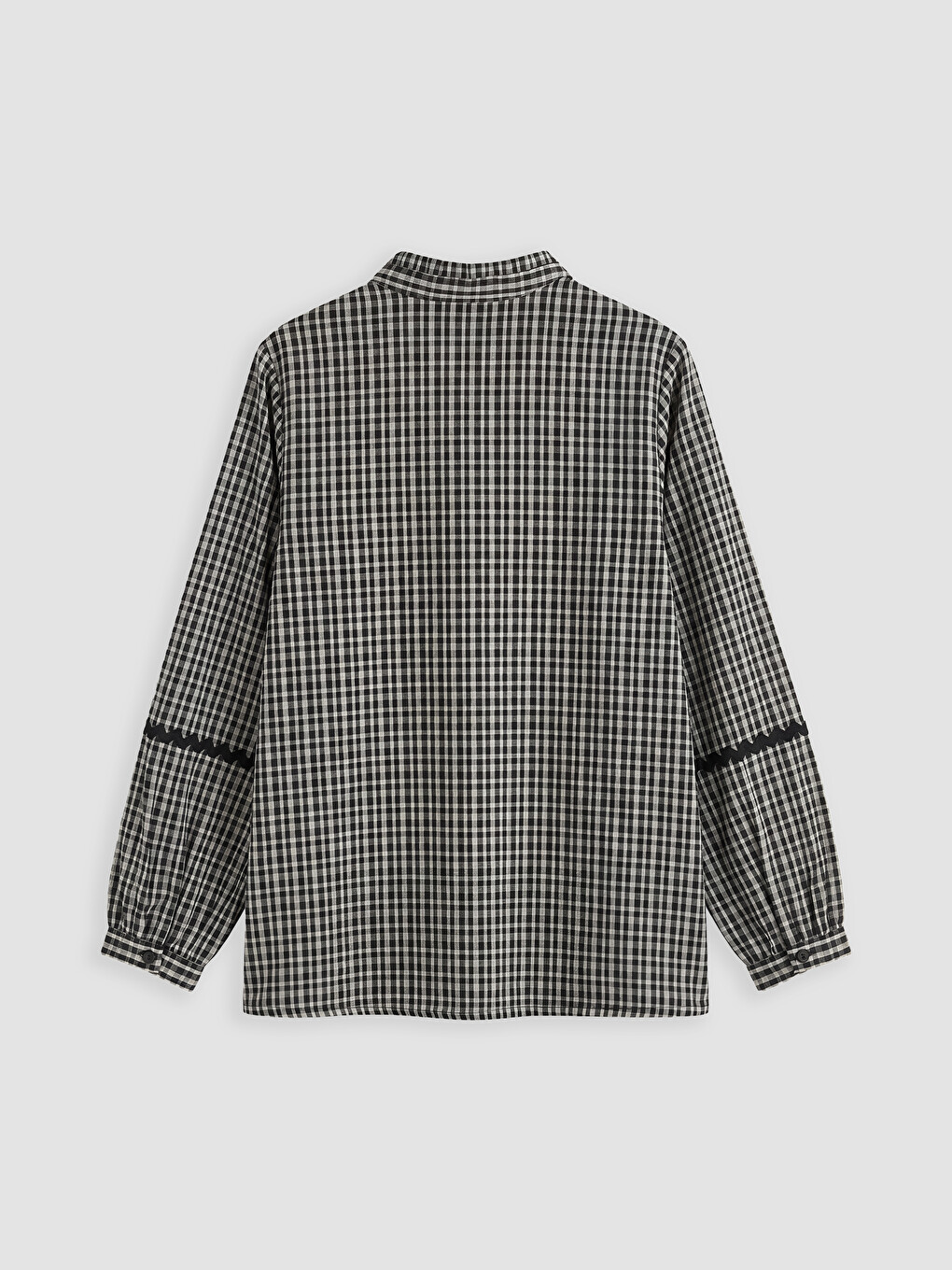 Grandad Collar Plaid Women's Shirt-9