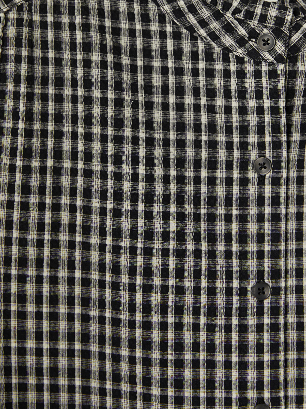 Grandad Collar Plaid Women's Shirt-10
