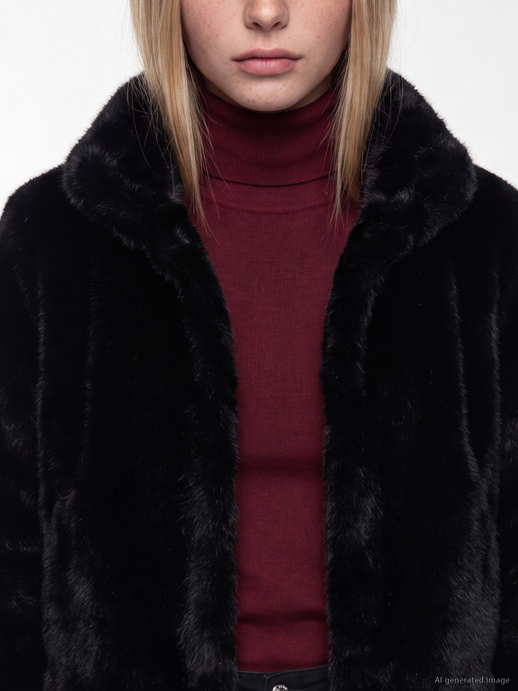 Mock Neck Women's Plush Coat-2