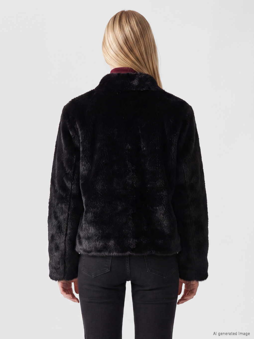 Mock Neck Women's Plush Coat-3