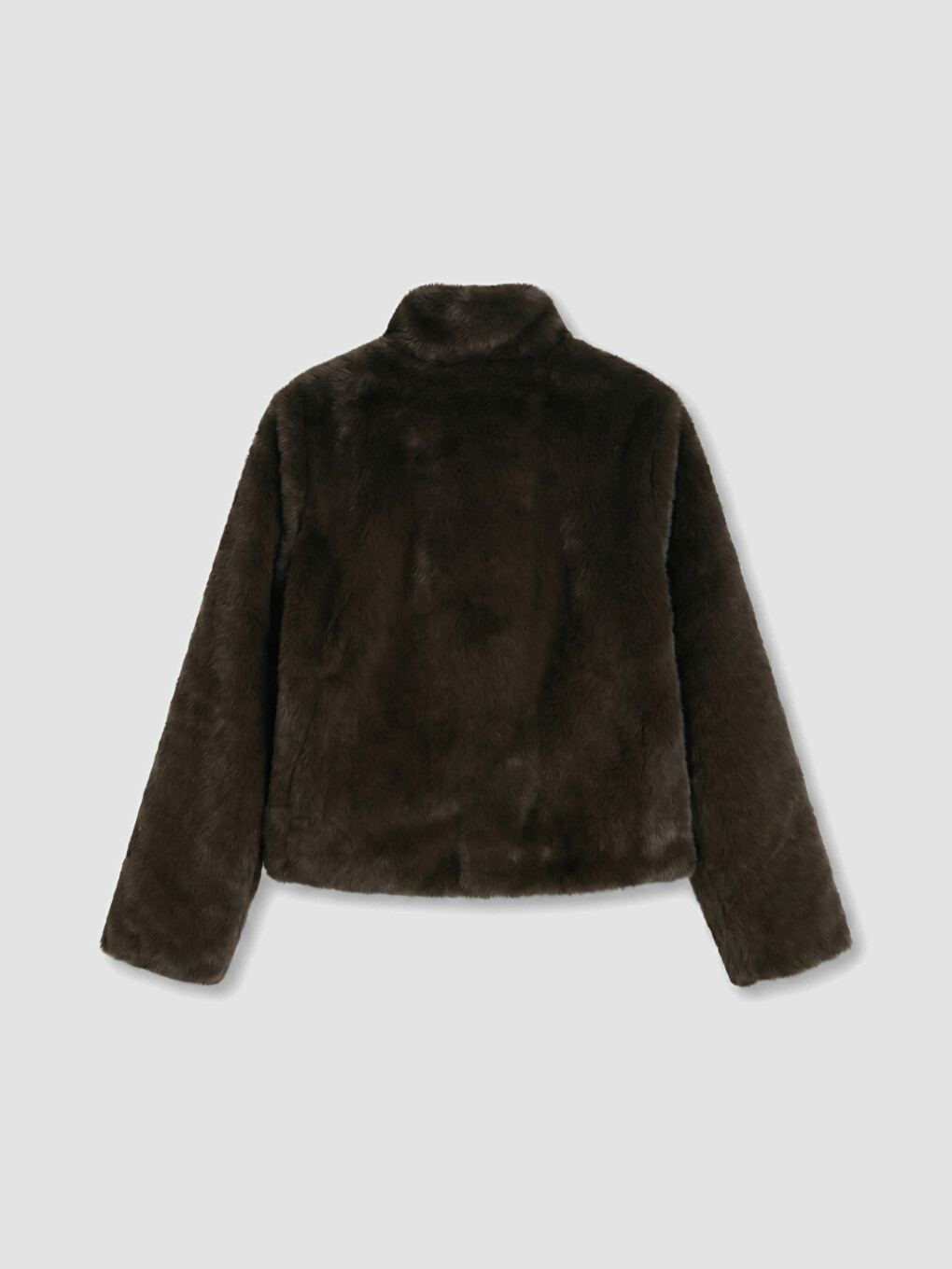 Mock Neck Women's Plush Coat-8