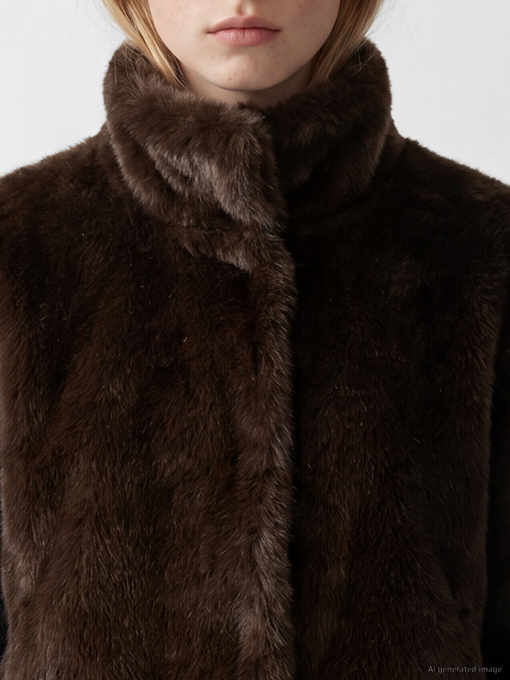 Mock Neck Women's Plush Coat-2