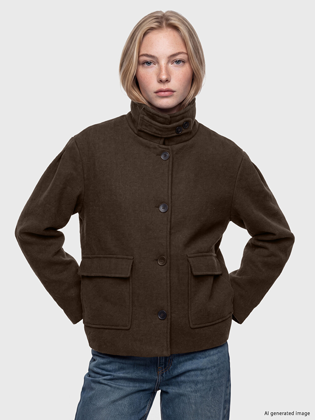 Kahverengi Oversize Kadın Kaşe Kaban