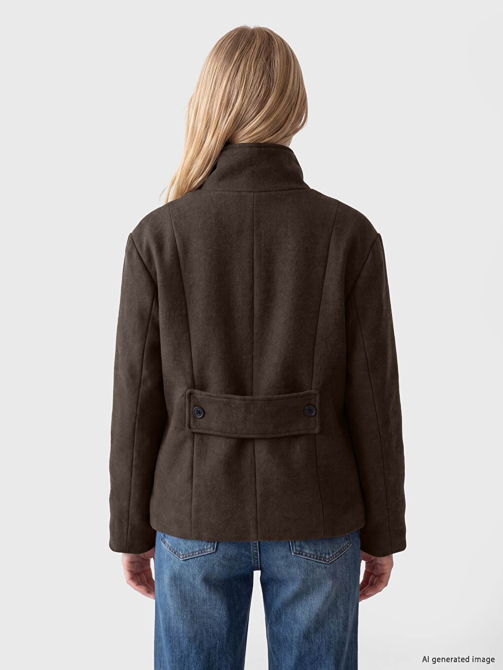 Kahverengi Oversize Kadın Kaşe Kaban-4