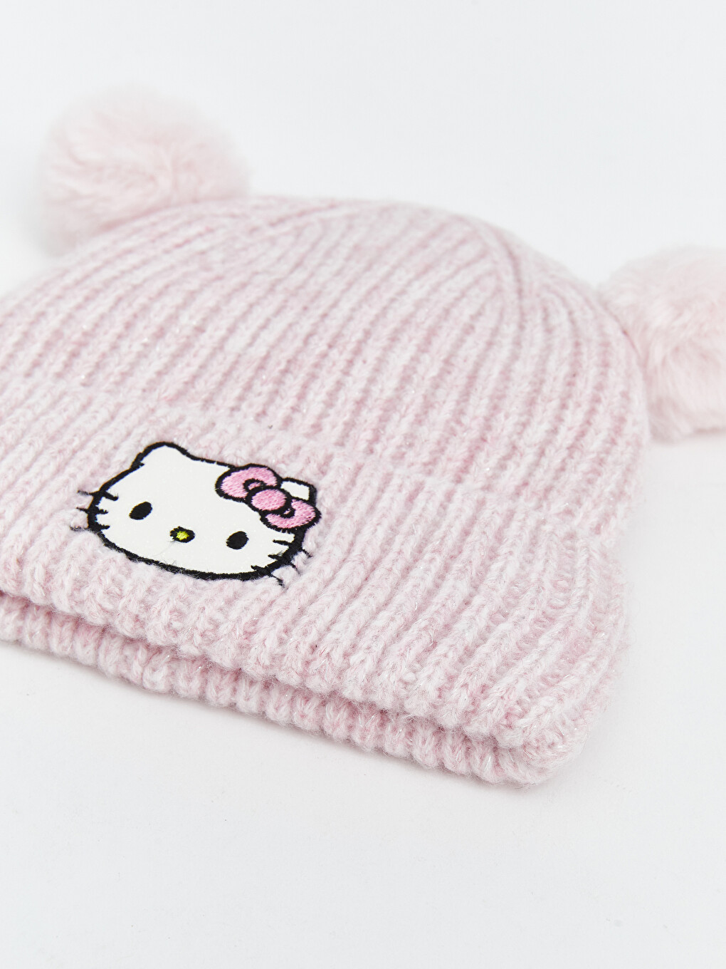 Bonnet En Tricot À Pompon Hello Kitty Brodé Pour Bébé Fille-2